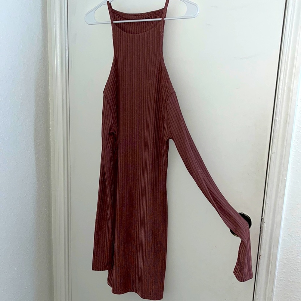 Ribbed Mask Long Sleeve Thumb Hole Mini Dress NEVER USED